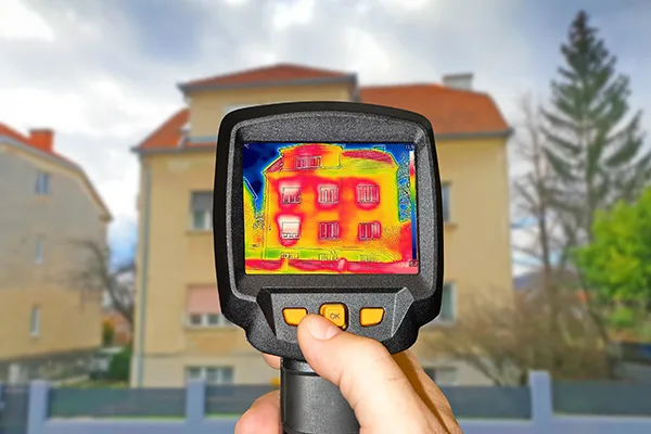 Sichtbarmachung der Wärmeverteilung am Gebäude mit IR-Messung